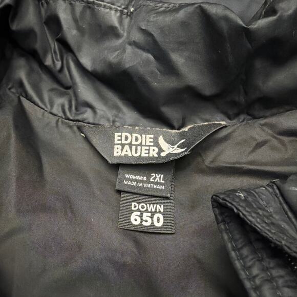 Eddie Bauer Down Vest Womens XXL Black EB650 Full Zip Pockets Puffer - Picture 4 of 9